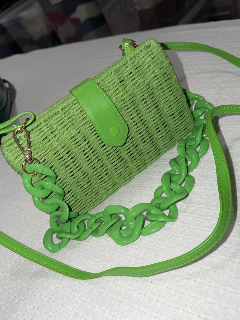 Green Woven Crossbody Bag